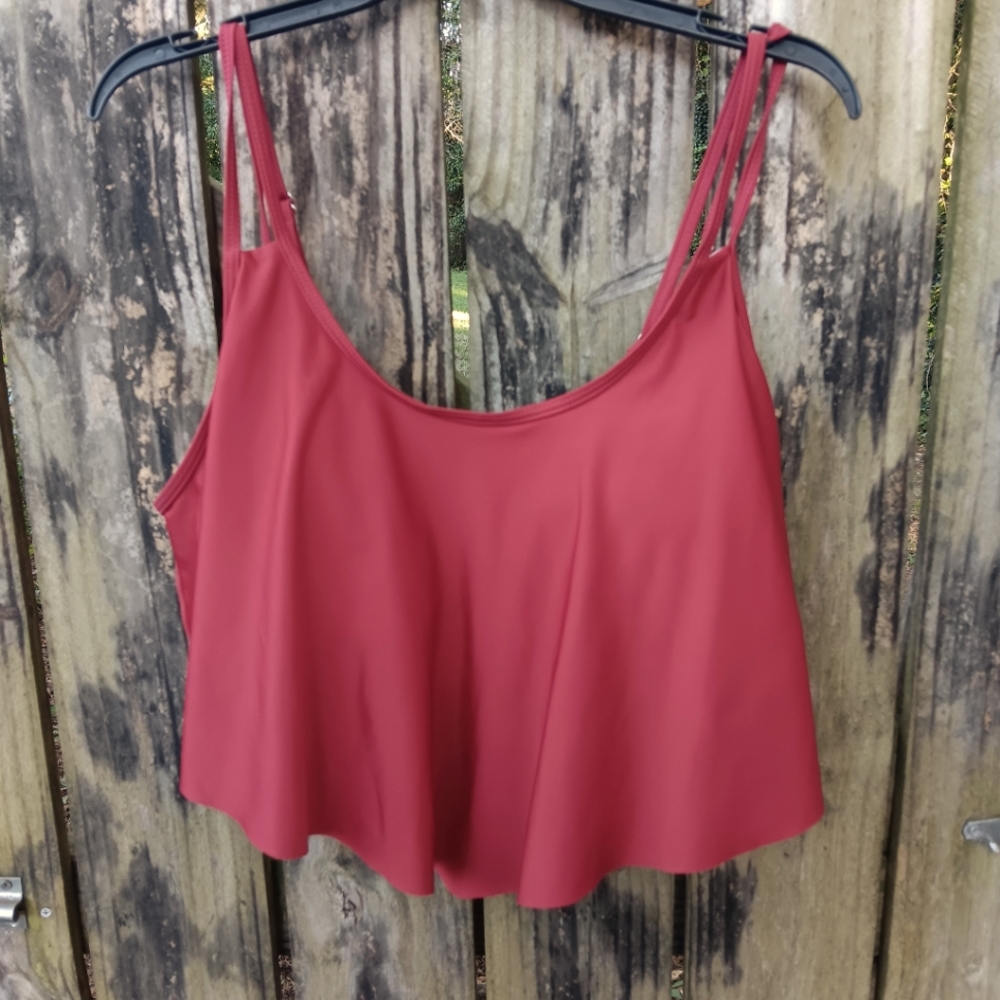 Rosegal Women's Dark Red Double Strap Swimsuit Top 2X US 18